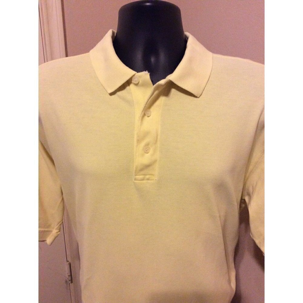 Men's Slazenger Golf Polo Shirt Size Large L Yellow Short Sleeve Cotton - Picture 2 of 11